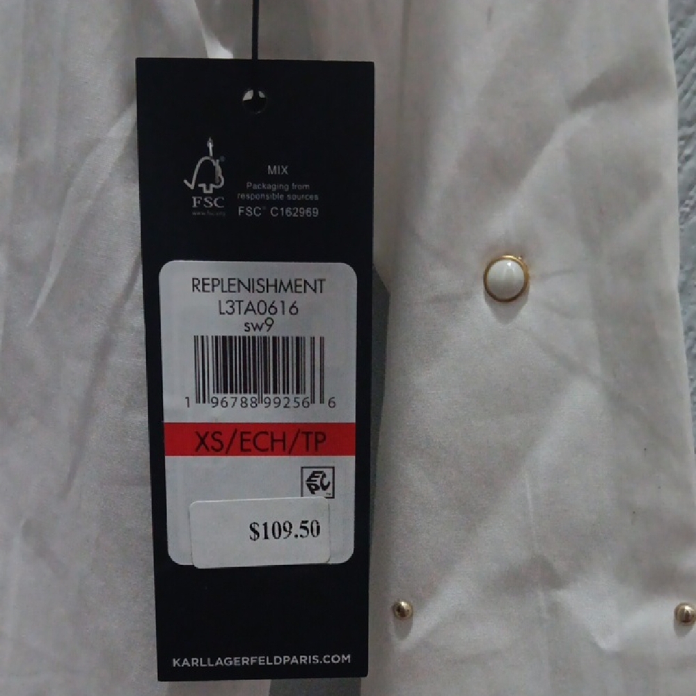 Karl Lagerfeld White Shirt with Stud Accents - Picture 2 of 7